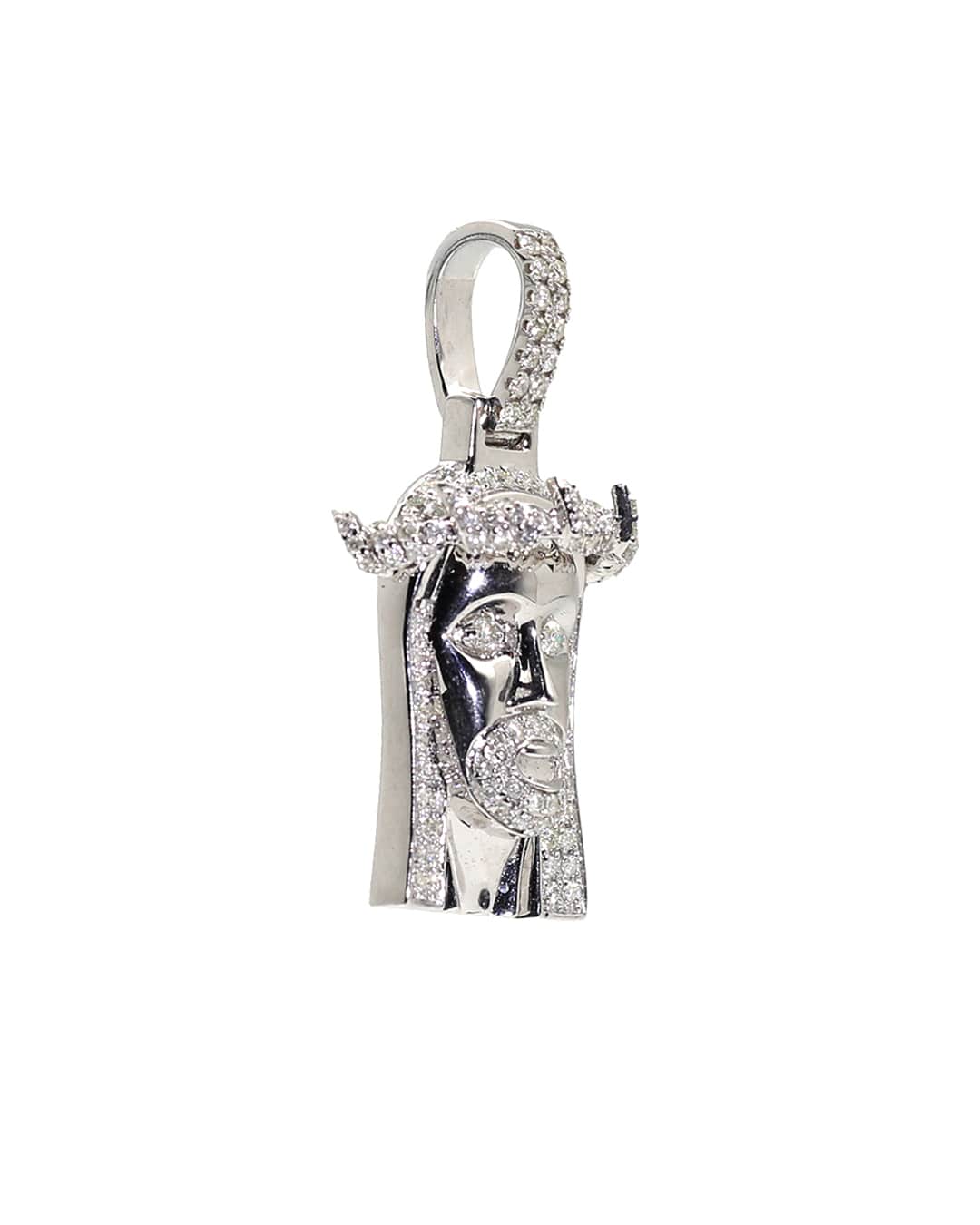 Capri Pendant 1.19ctw diamond Jesus face white gold pendant 10K