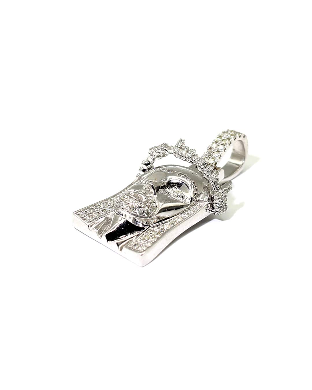 Capri Pendant 1.19ctw diamond Jesus face white gold pendant 10K