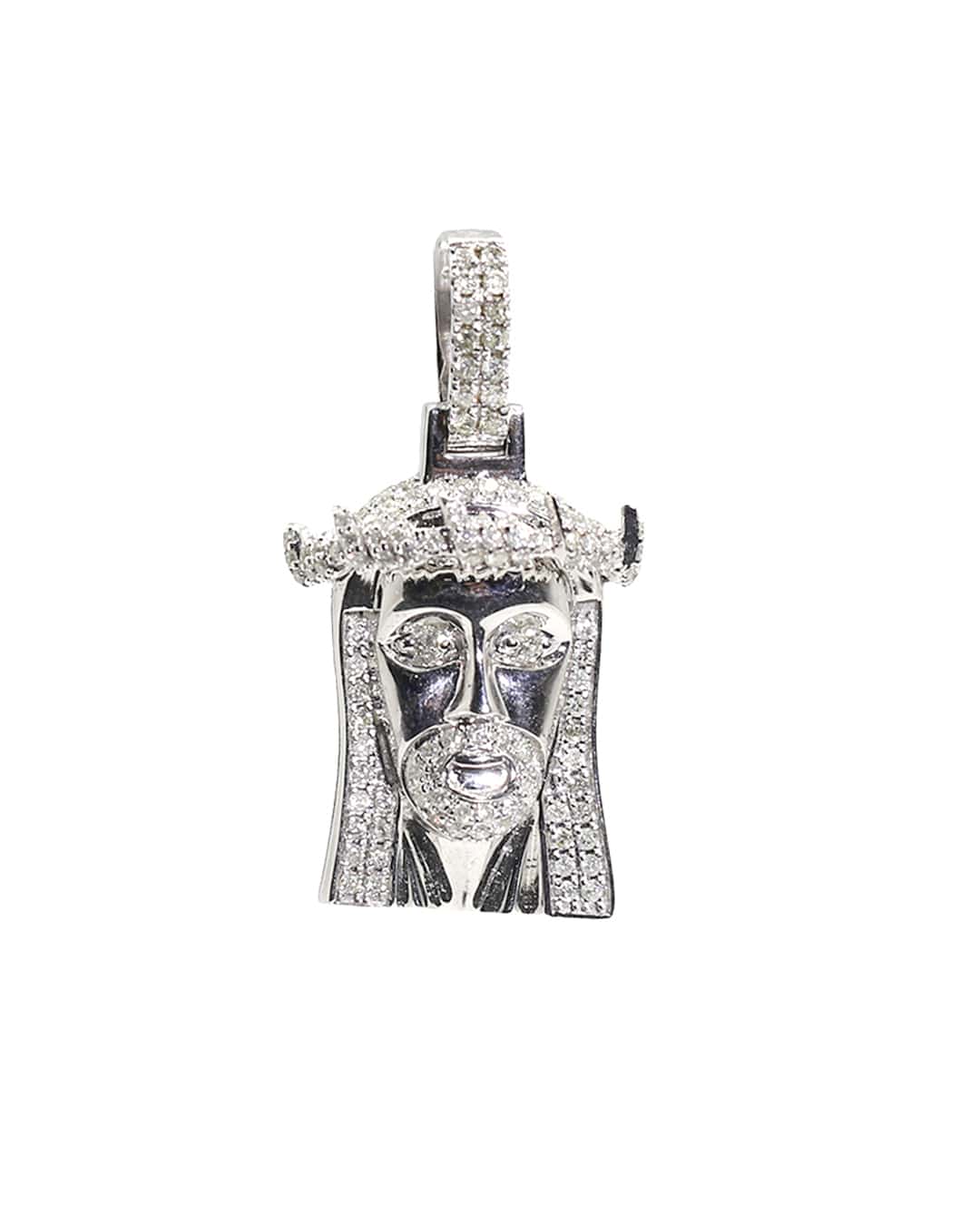 Capri Pendant 1.19ctw diamond Jesus face white gold pendant 10K