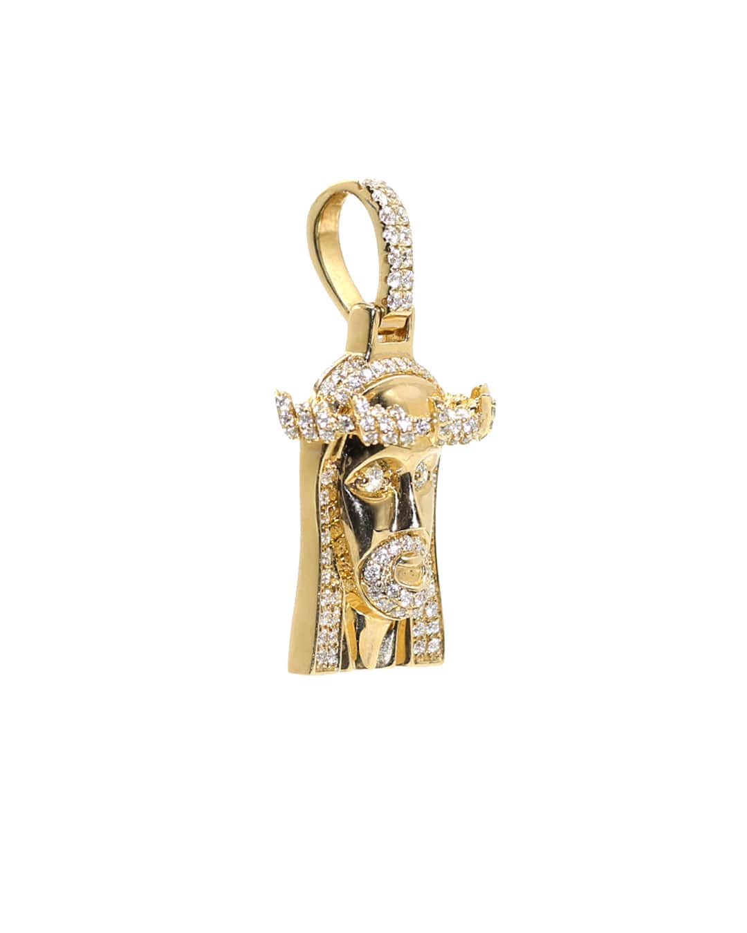 Capri Pendant 1.26ctw diamond jesus face yellow gold pendant 14K