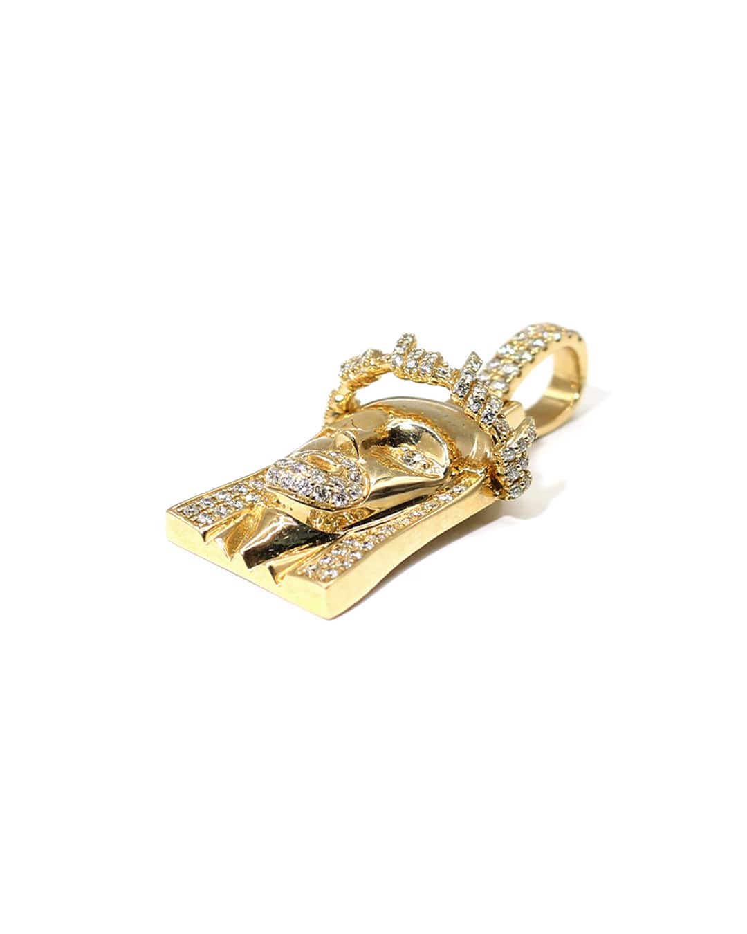 Capri Pendant 1.26ctw diamond jesus face yellow gold pendant 14K