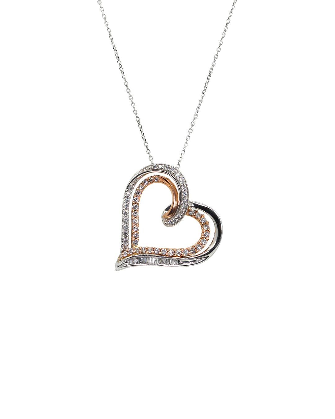 Capri Pendant 1/2ctw diamond two tone hear pendant with chain 10K