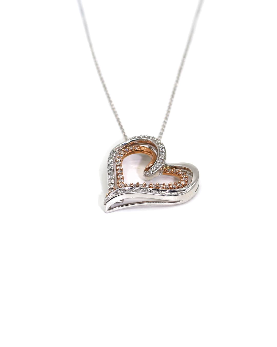 Capri Pendant 1/2ctw diamond two tone hear pendant with chain 10K