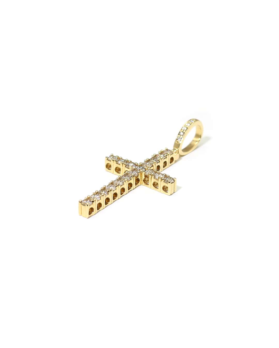Capri Pendant 1.75ctw diamond yellow gold cross pendant 14K