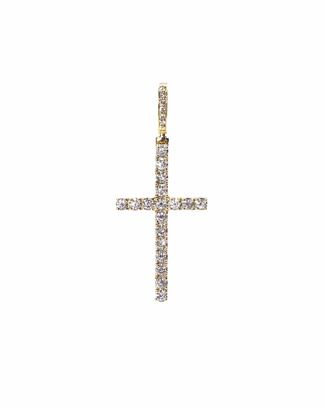 Capri Pendant 1.75ctw diamond yellow gold cross pendant 14K
