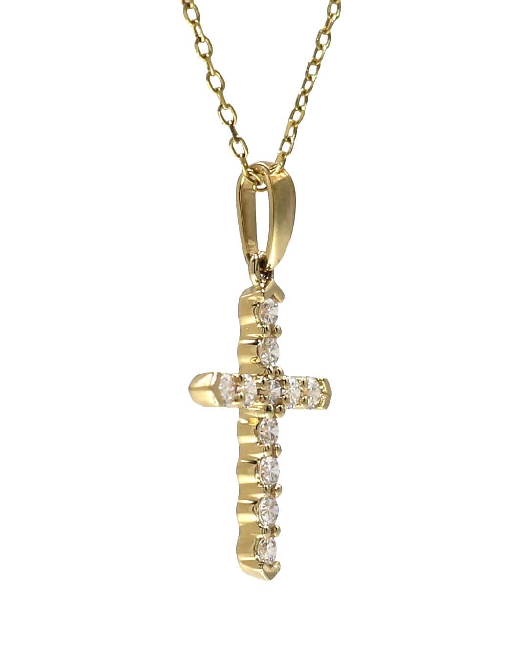 Capri Pendant 18k yellow gold diamond cross with chain 14k chain