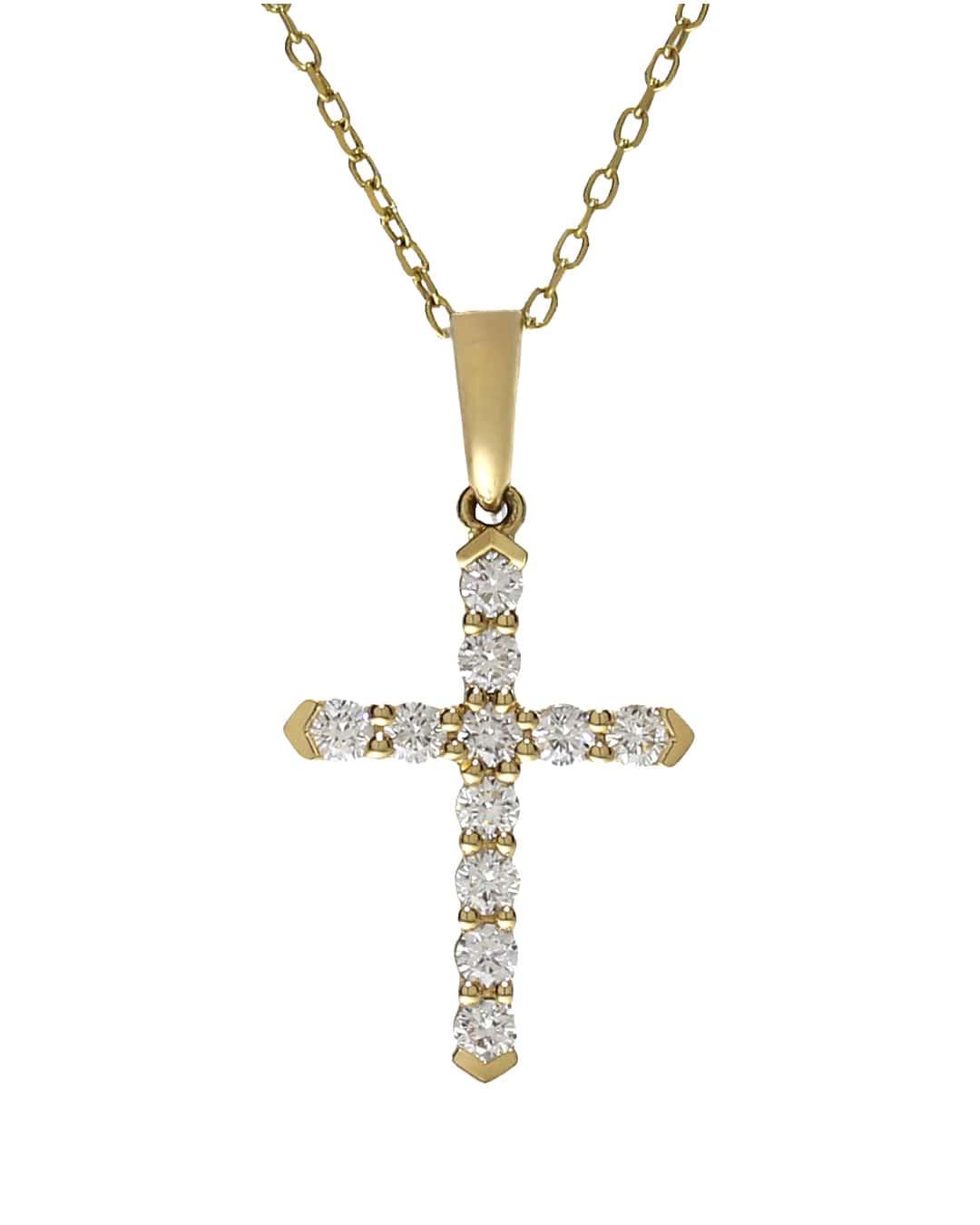 Capri Pendant 18k yellow gold diamond cross with chain 14k chain