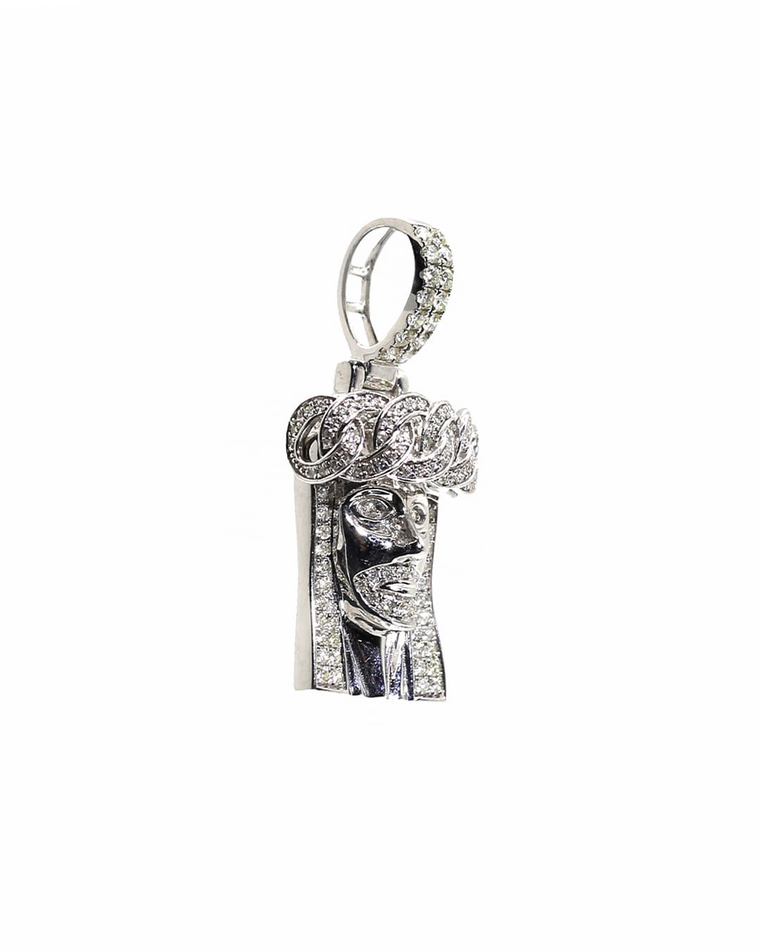 Capri Pendant 1ctw diamond white gold Jesus face pendant 14K