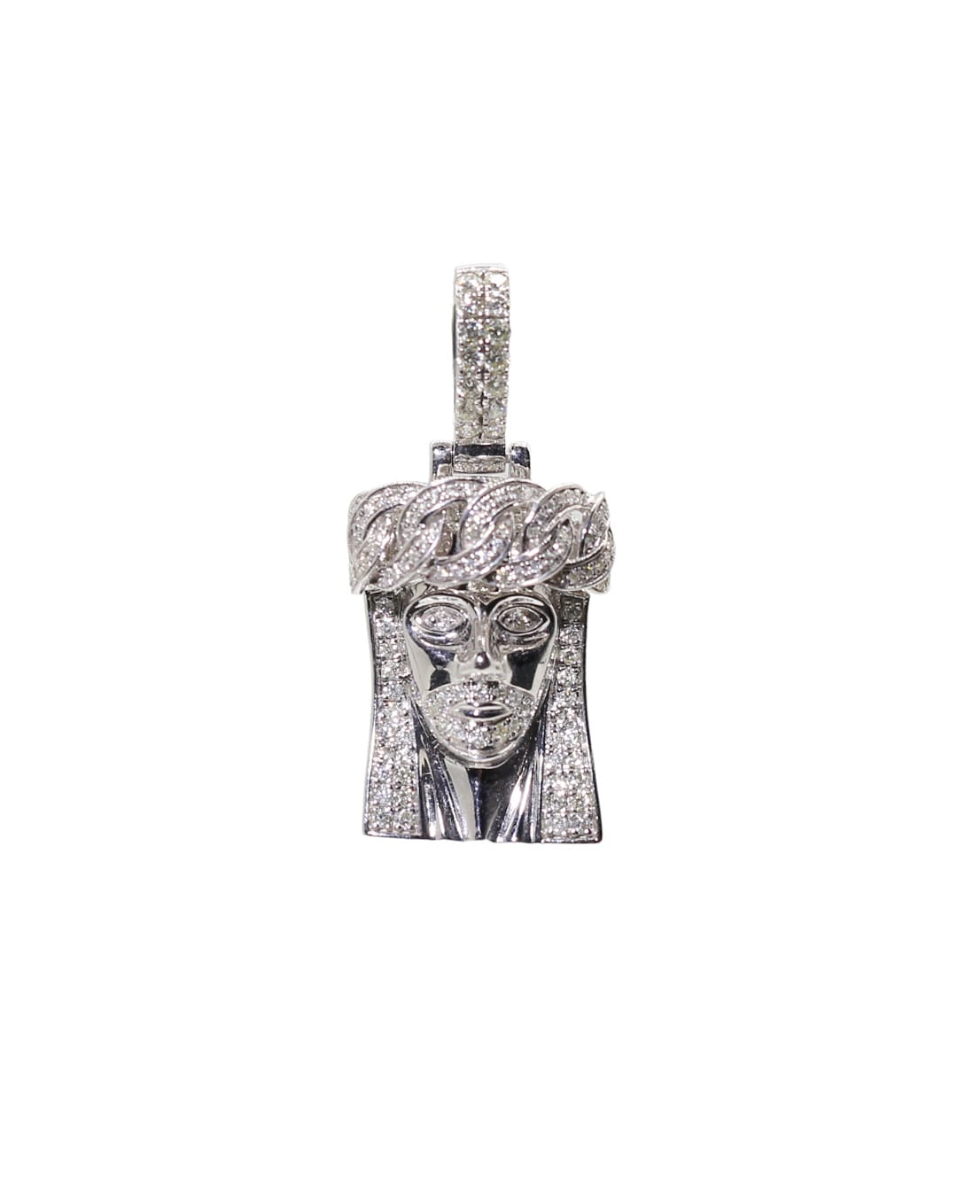 Capri Pendant 1ctw diamond white gold Jesus face pendant 14K