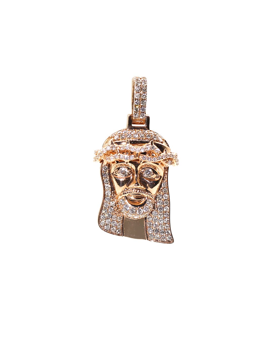 Capri Pendant 2.05ctw diamond jesus face rose gold pendant 10K