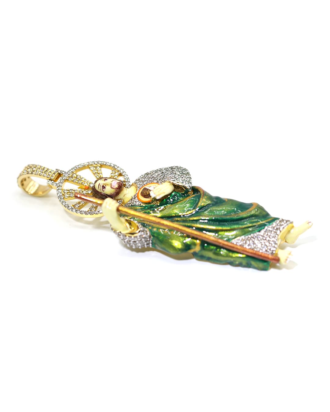 Capri Pendant 2.38ctw diamond detailed Saint Jude yellow gold pendant 10K