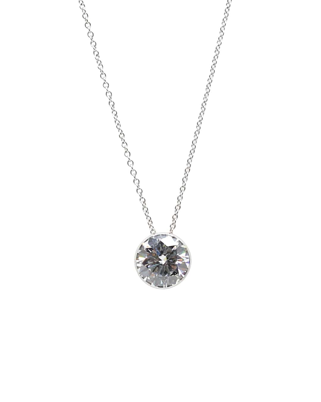 Capri Pendant 2ct round lab dew drop white gold pendant with chain in 14K