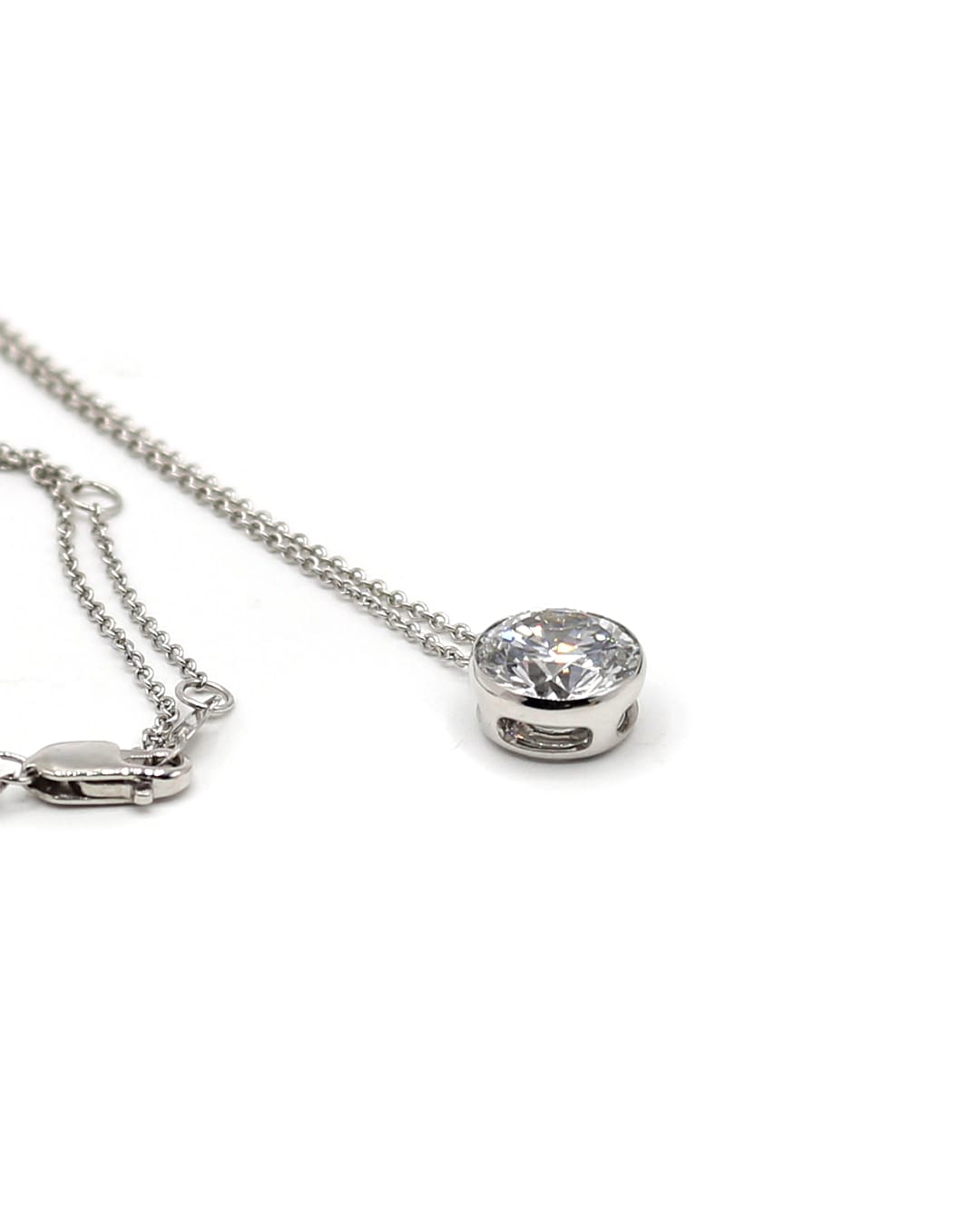 Capri Pendant 2ct round lab dew drop white gold pendant with chain in 14K