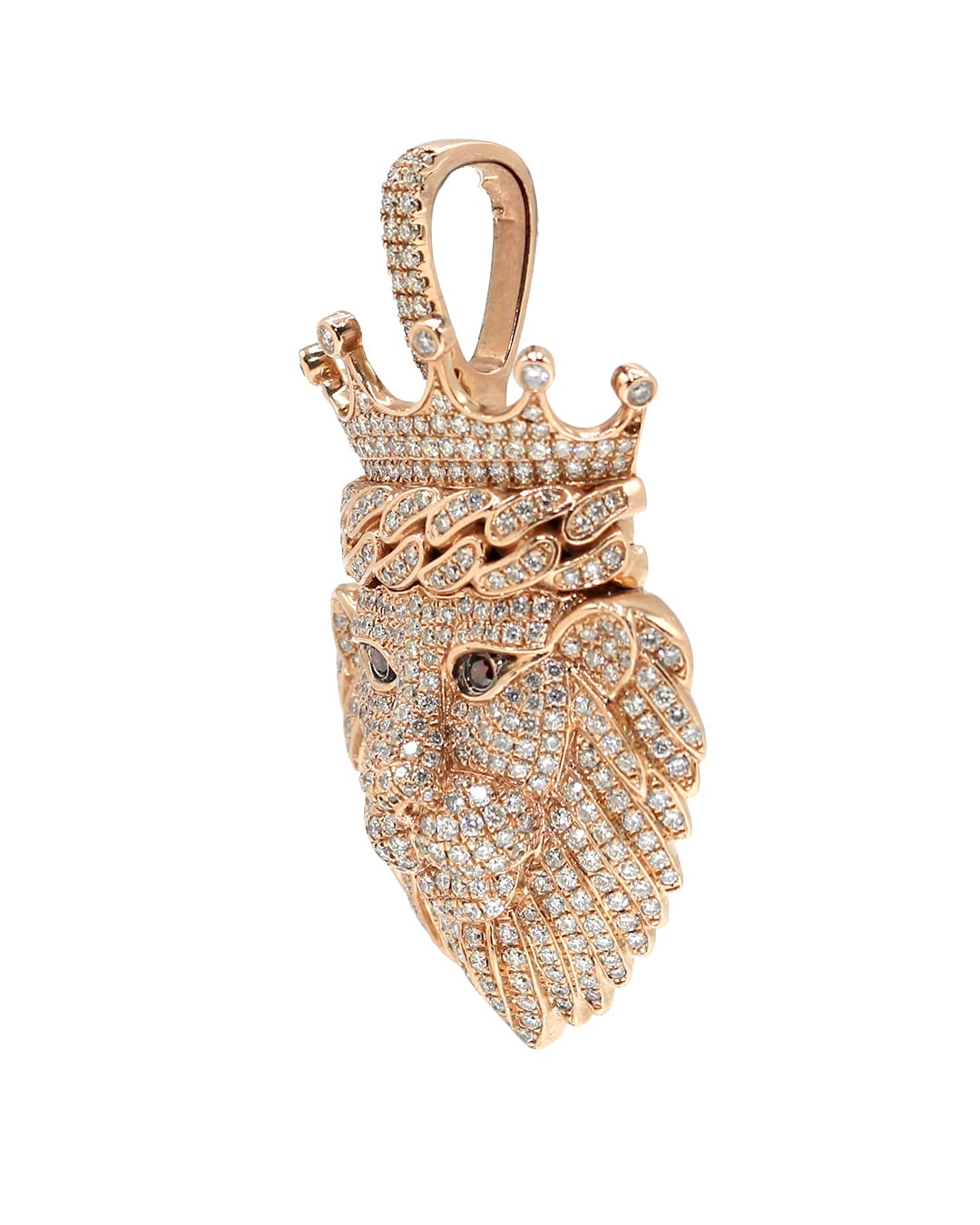 Capri Pendant 3.14ctw dia lion with crown rose gold pendant 10K