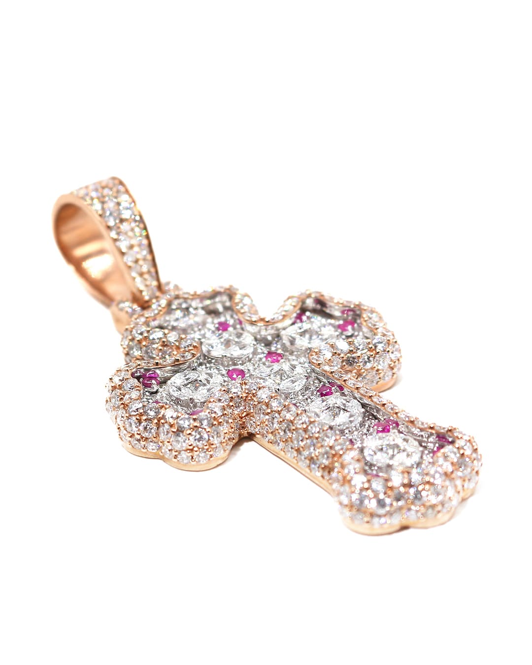 Capri Pendant 5.25ctw diamond and stone rose gold cross 10K