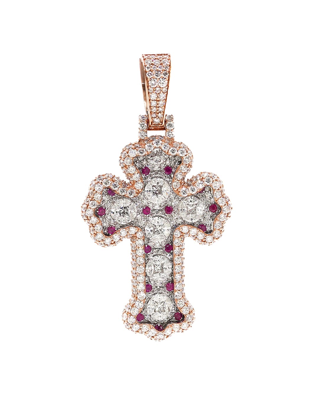 Capri Pendant 5.25ctw diamond and stone rose gold cross 10K