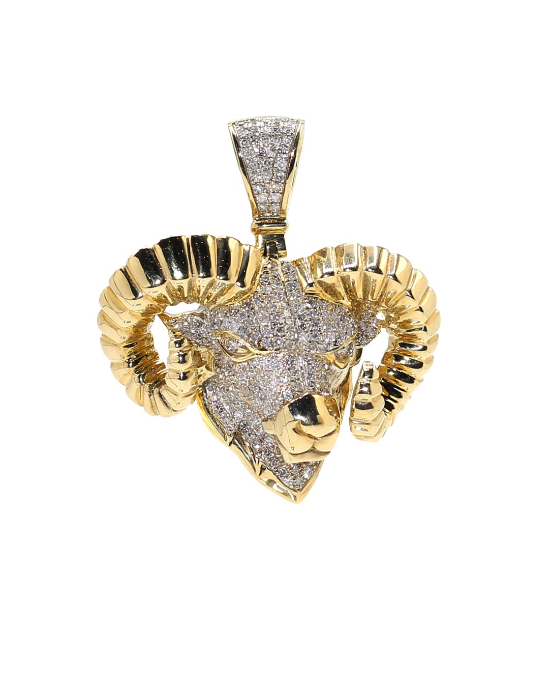 Capri Pendant Aries Goat Diamond Pendant in Yellow Gold 10K