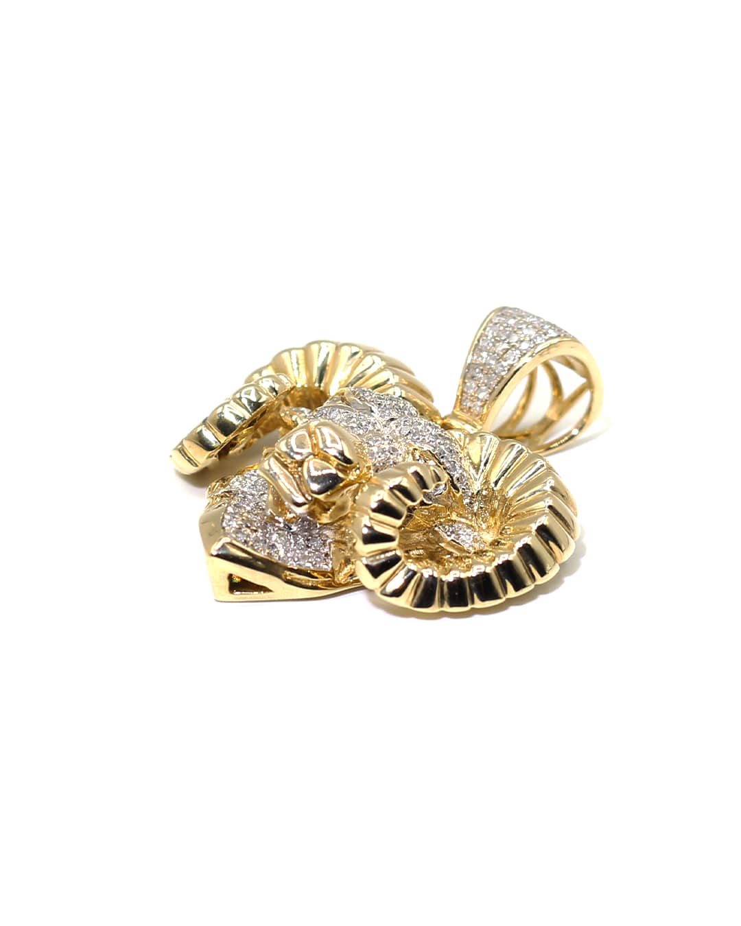 Capri Pendant Aries Goat Diamond Pendant in Yellow Gold 10K
