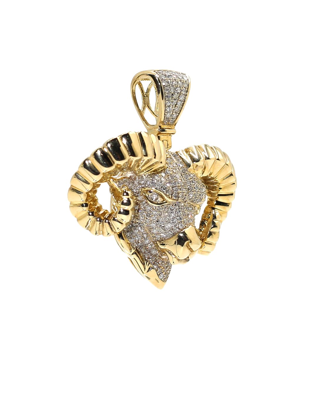 Capri Pendant Aries Goat Diamond Pendant in Yellow Gold 10K