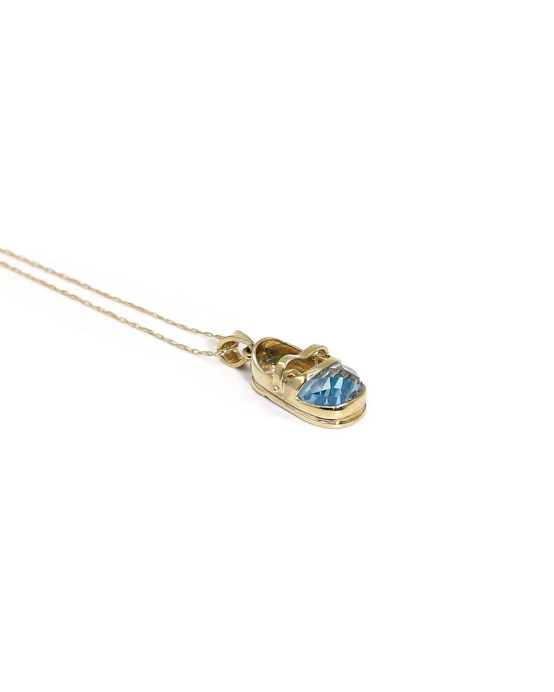 Capri Pendant Blue topaz yellow gold bootie pendant with chain 10K