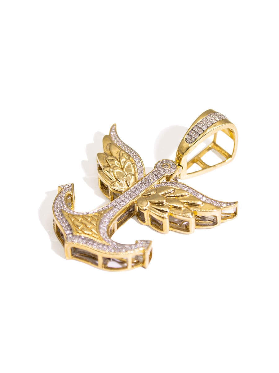 Capri Pendant Diamond anchor with wings pendant in 10KY