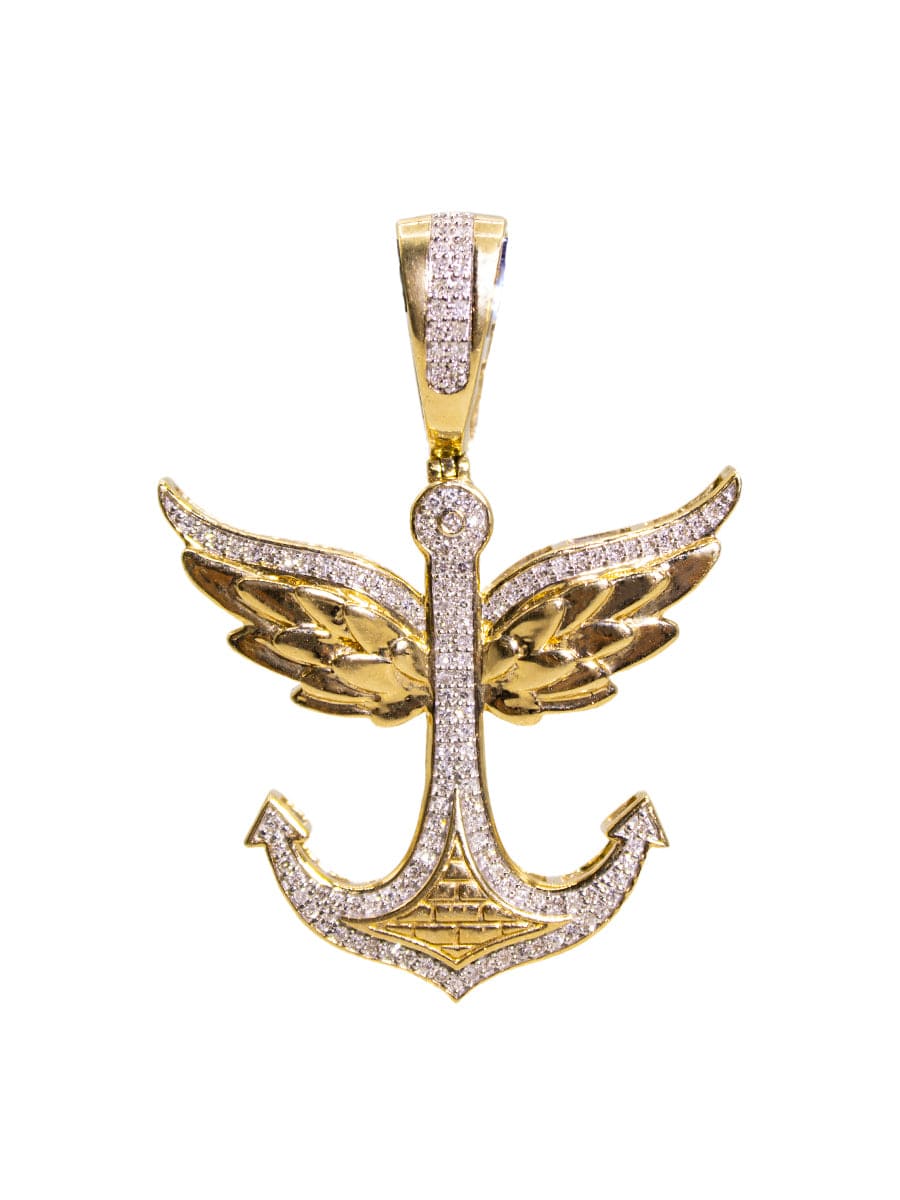 Capri Pendant Diamond anchor with wings pendant in 10KY