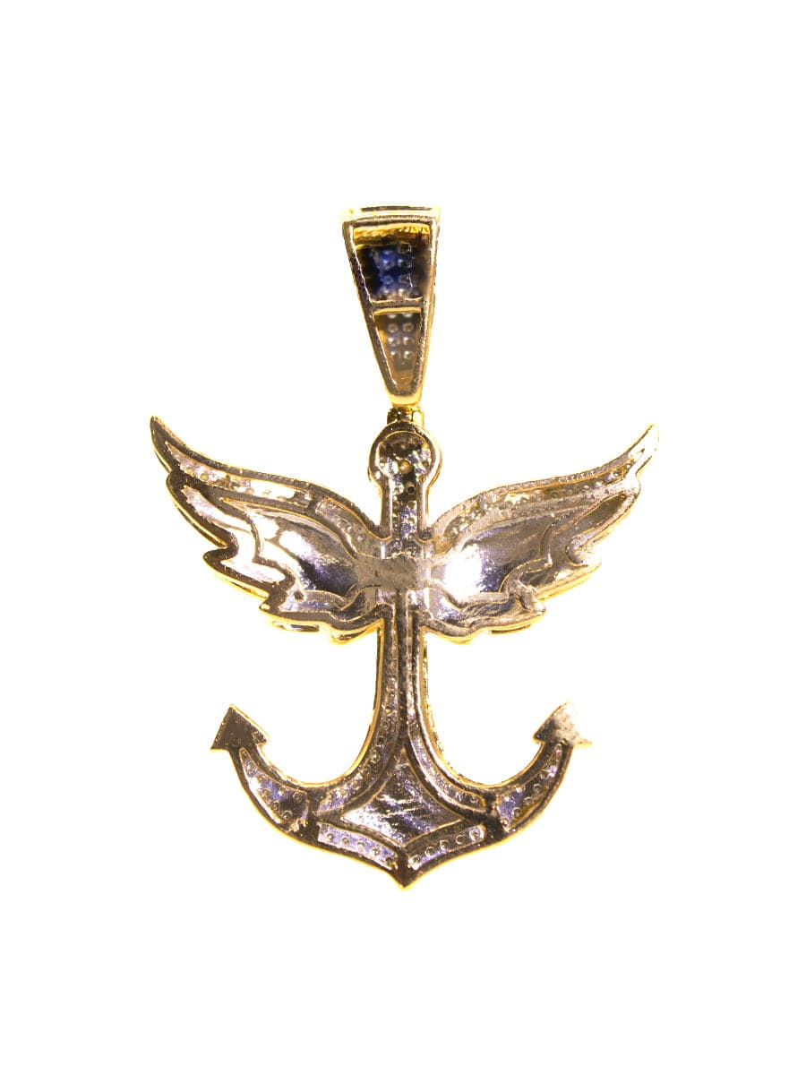 Capri Pendant Diamond anchor with wings pendant in 10KY