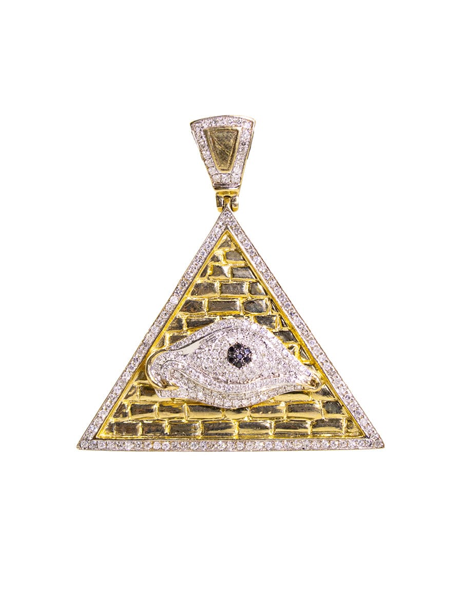 Capri Pendant Evil Eye in pyramid diamond and gold pendant 10K
