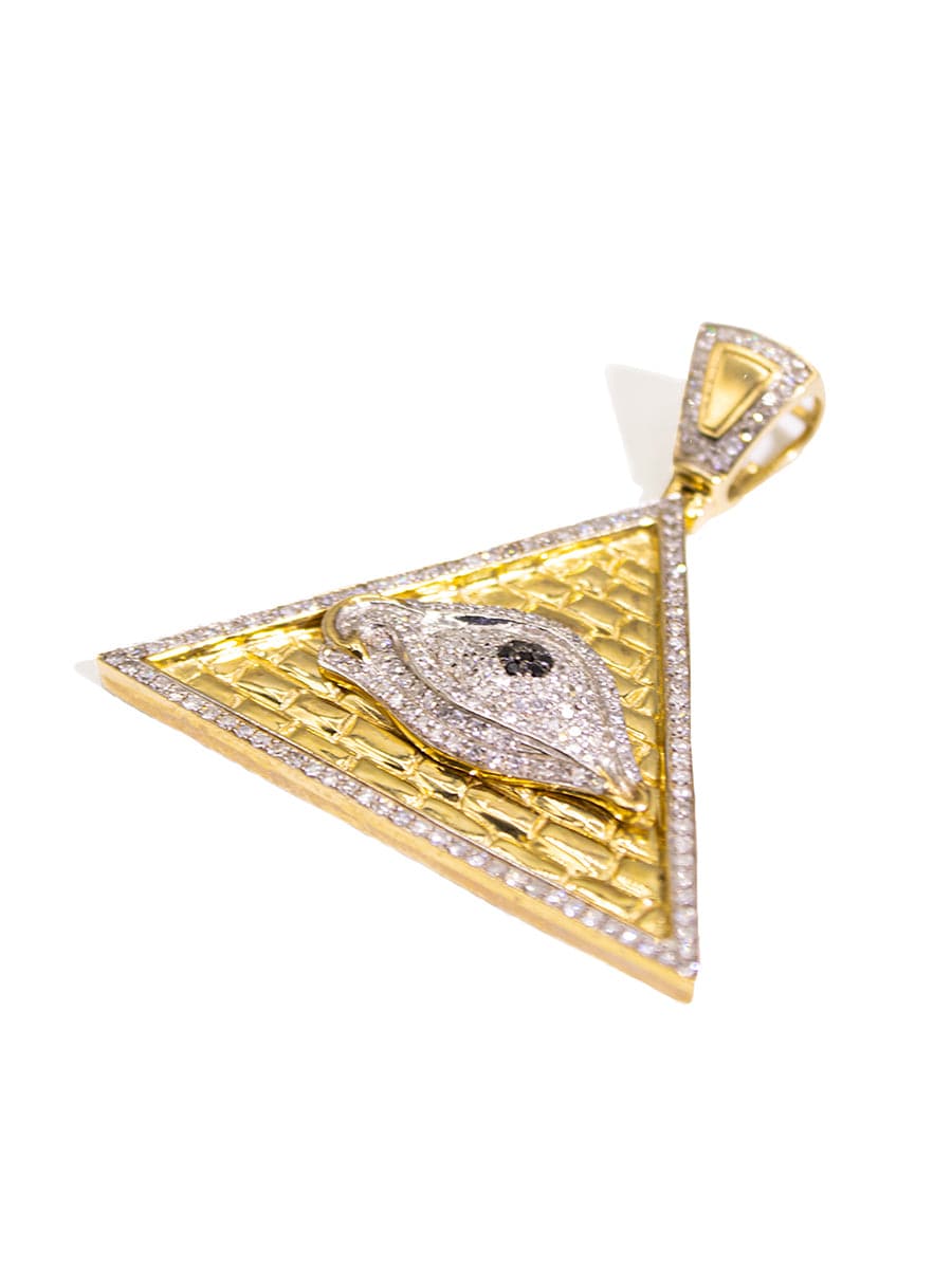Capri Pendant Evil Eye in pyramid diamond and gold pendant 10K