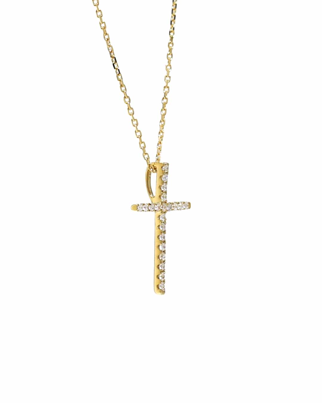 Capri Pendant Yellow gold Diamond cross with chain 18k