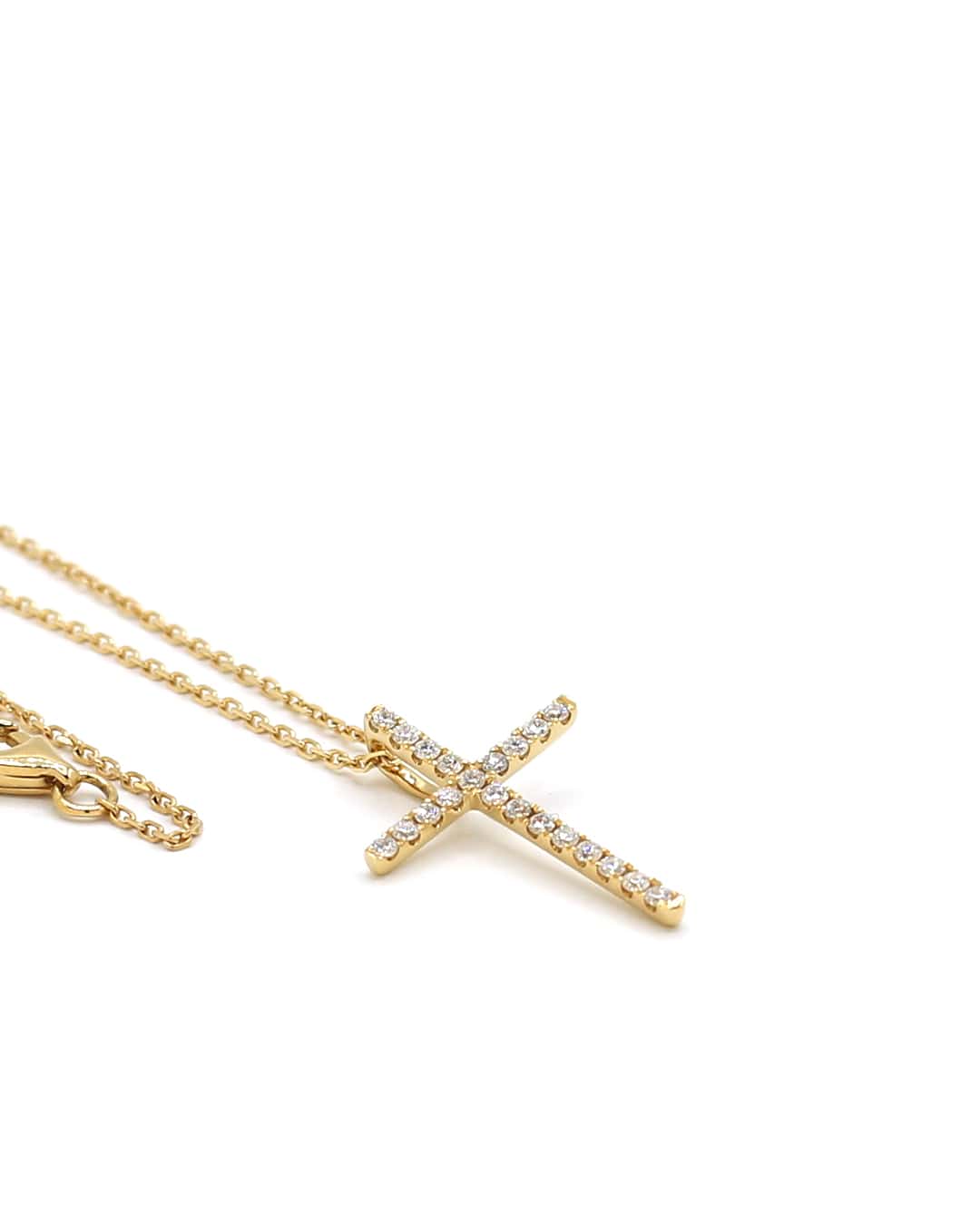 Capri Pendant Yellow gold Diamond cross with chain 18k
