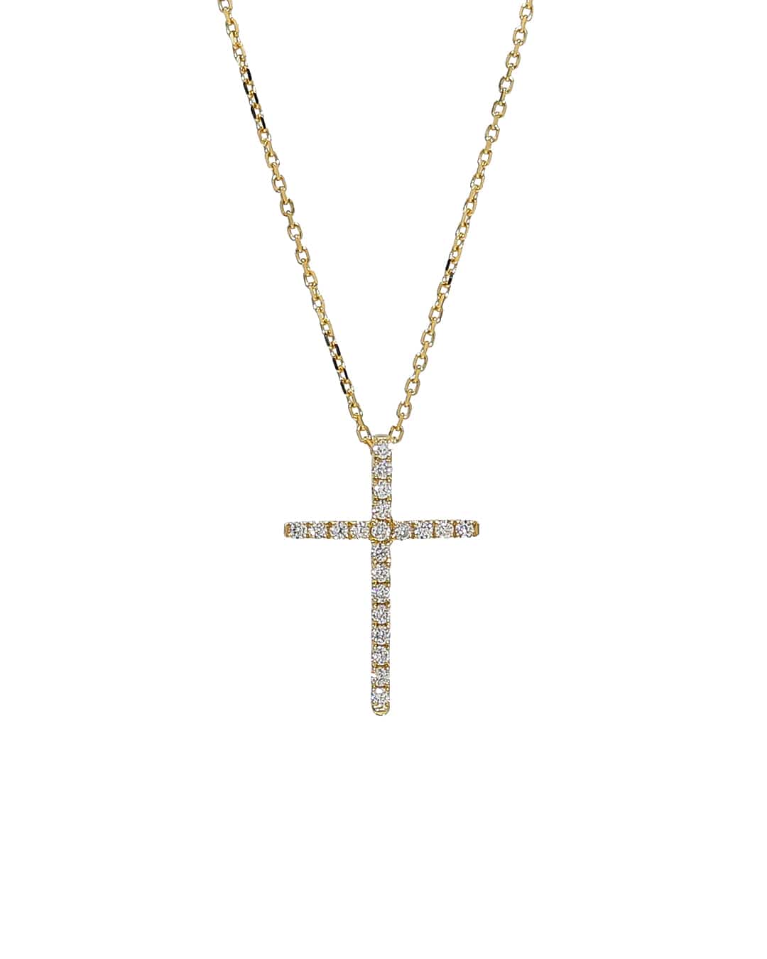 Capri Pendant Yellow gold Diamond cross with chain 18k