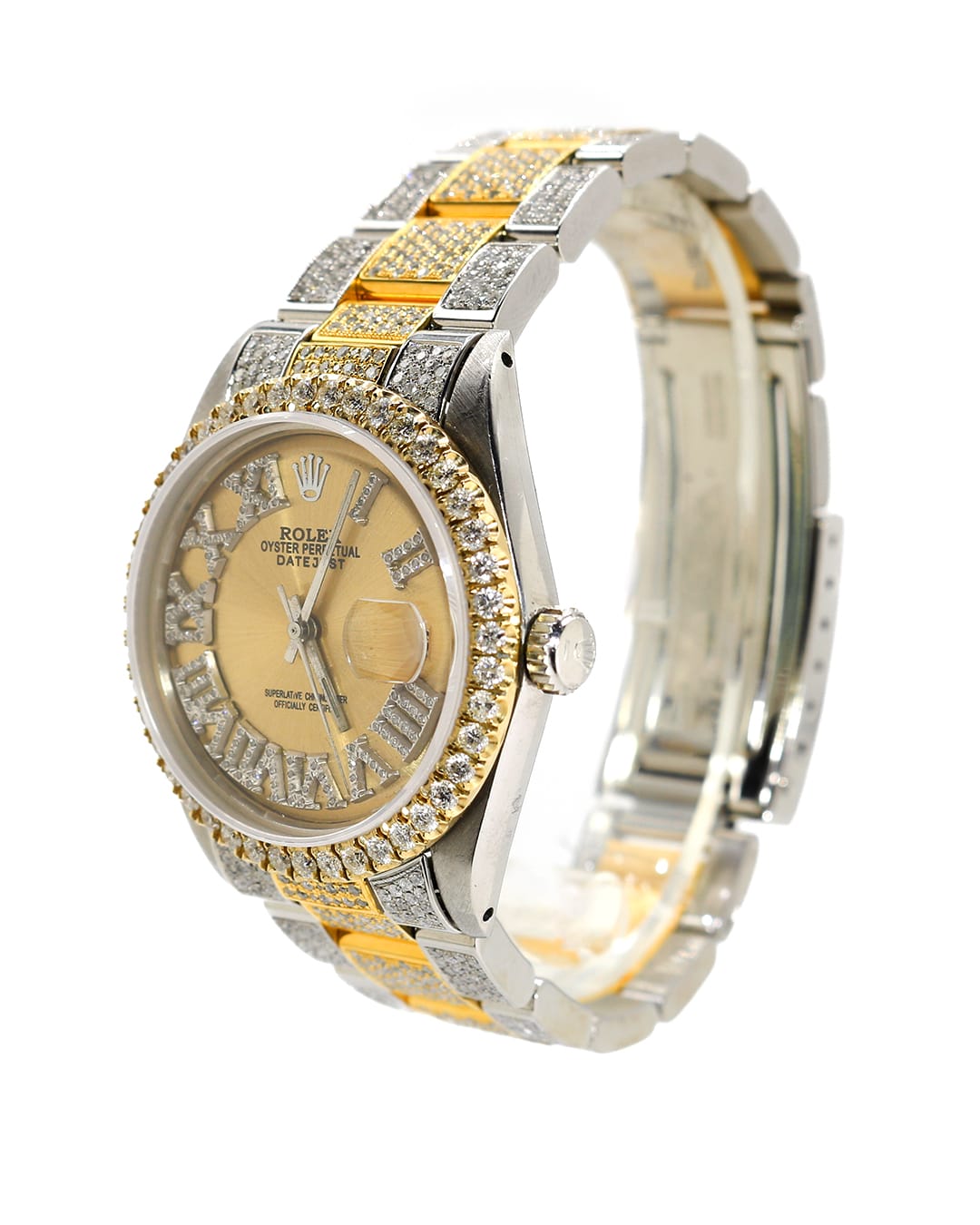 Capri Watches Custom Rolex Datejust 36mm Champagne diamond markers watch