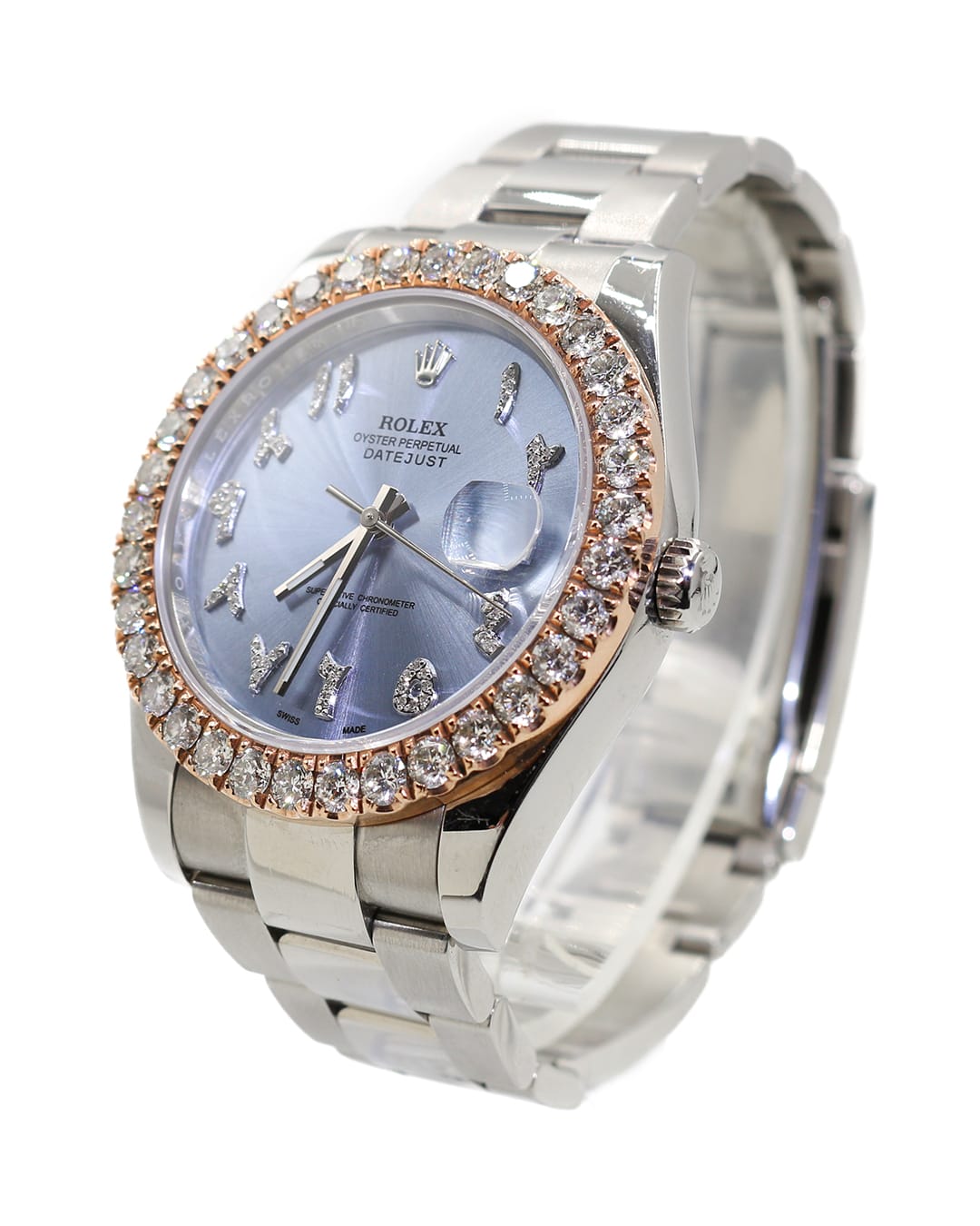 Capri Watches Custom Rolex Datejust 41mm bluish purple arabic diamond markers watch
