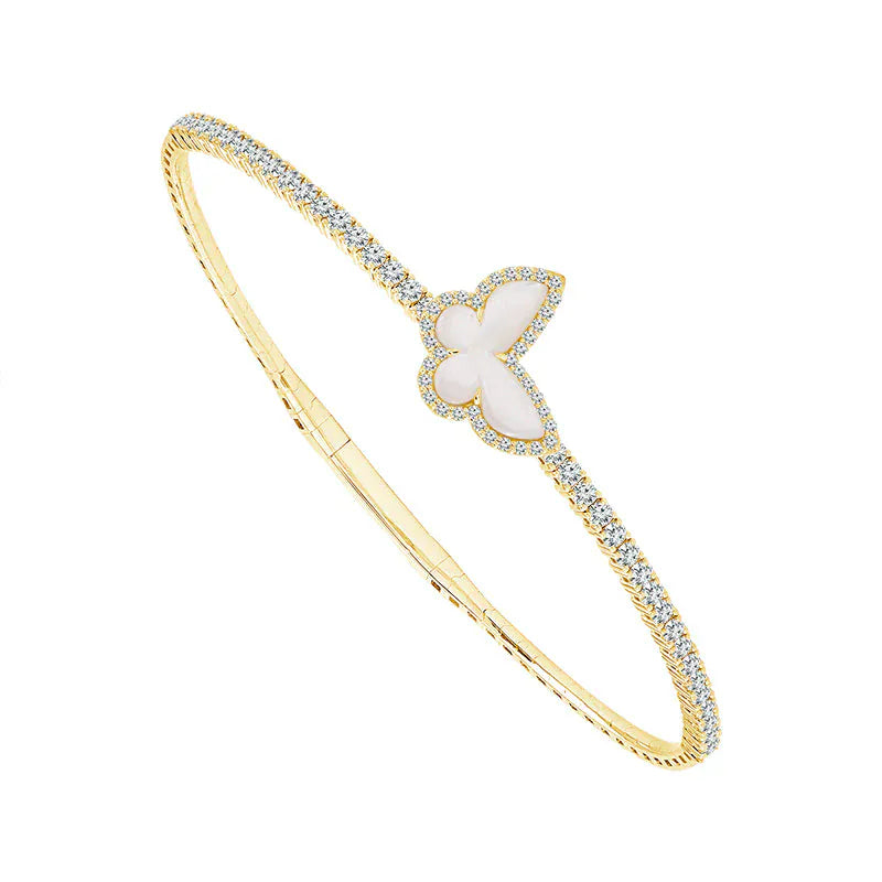 Flexie Bracelet 1ctw diamond butterfly flexible yellow gold bangle 14k