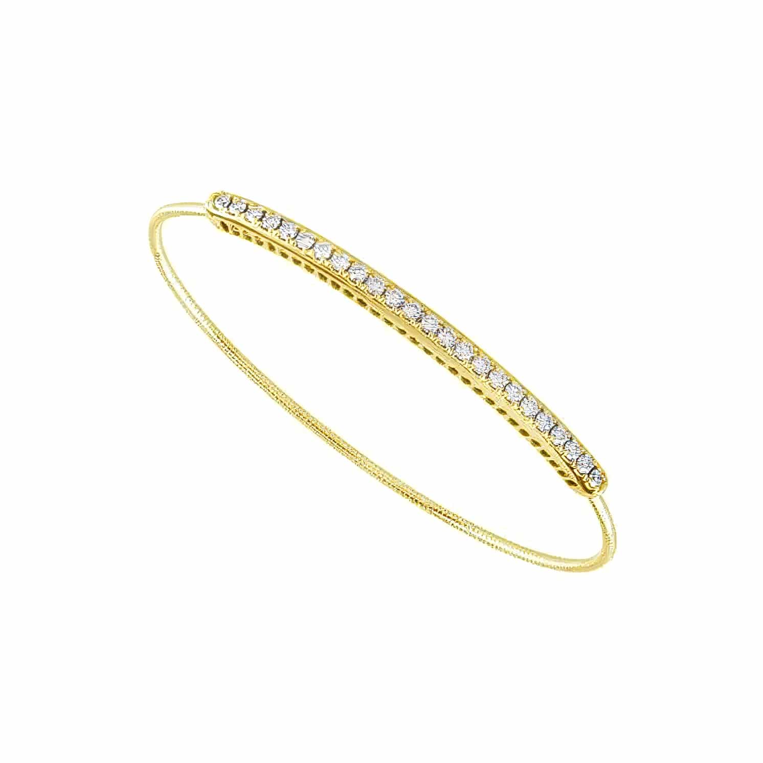 Flexie Bracelet 1ctw diamonds yellow gold Flexible bangle 14k