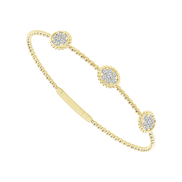 Flexie Bracelet 3/4ctw diamond cluster flexible yellow gold bangle 14k