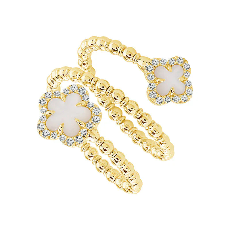 Flexie Diamond Ring 1/5ctw diamond spiral flower flex yellow gold ring 14k