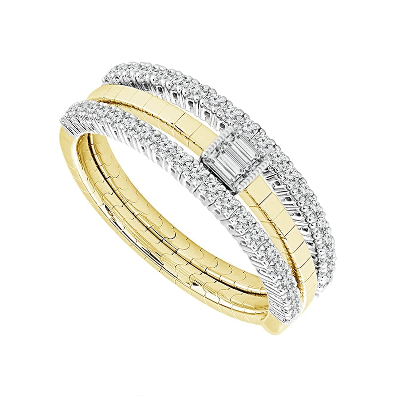Flexie Diamond Ring 3/8ctw diamond flex three band yellow gold ring 14k