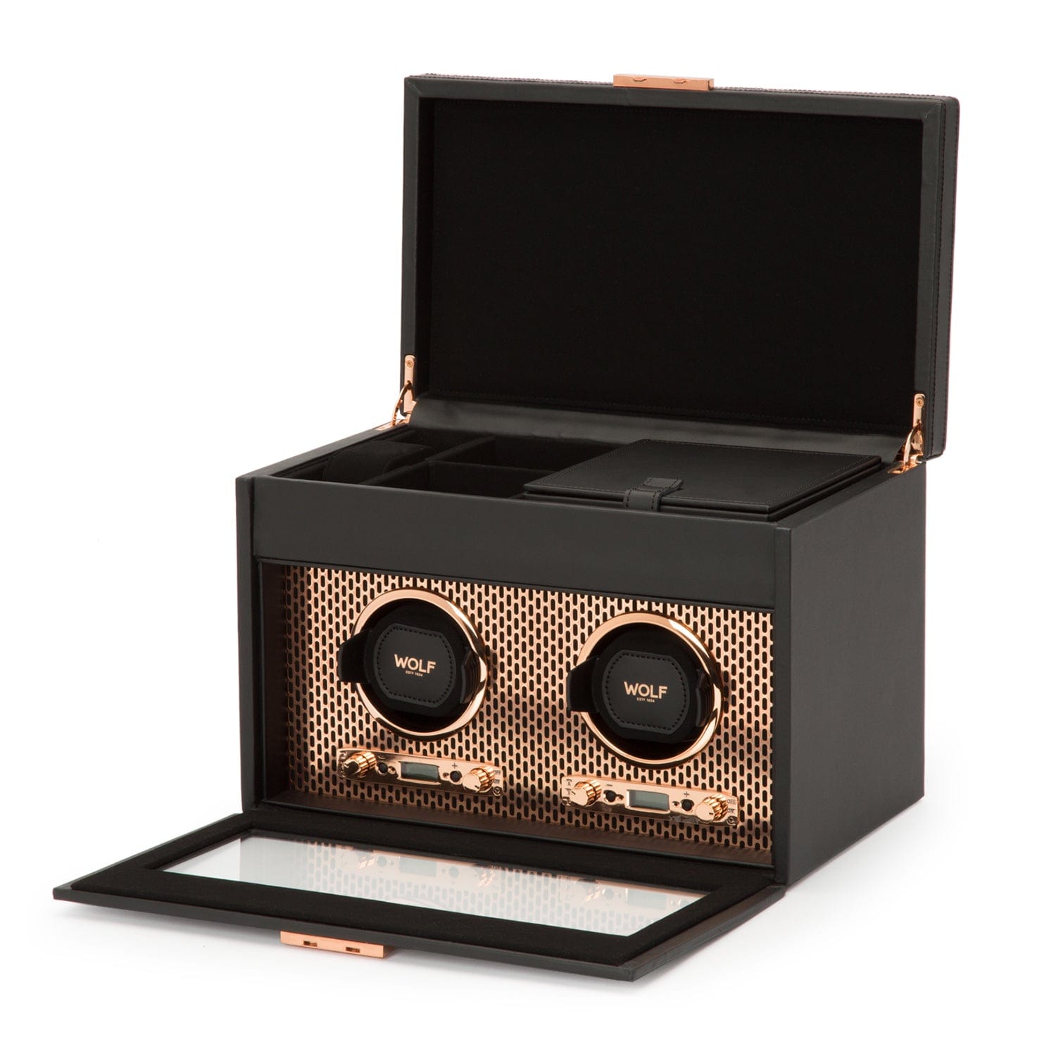 Wolf1834 Watch Winder Axis Double Watch Winder With Storage-Copper