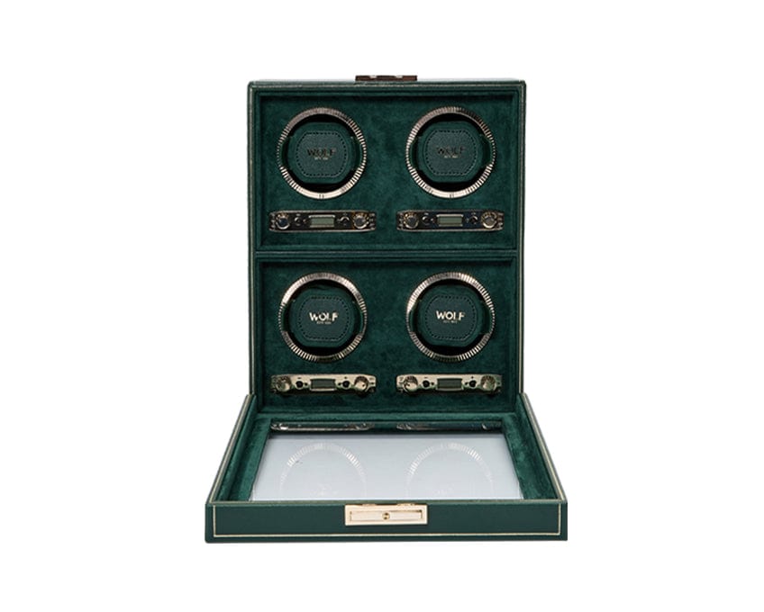 Wolf1834 Watch Winder British Racing 4 Piece Watch Winder-Green