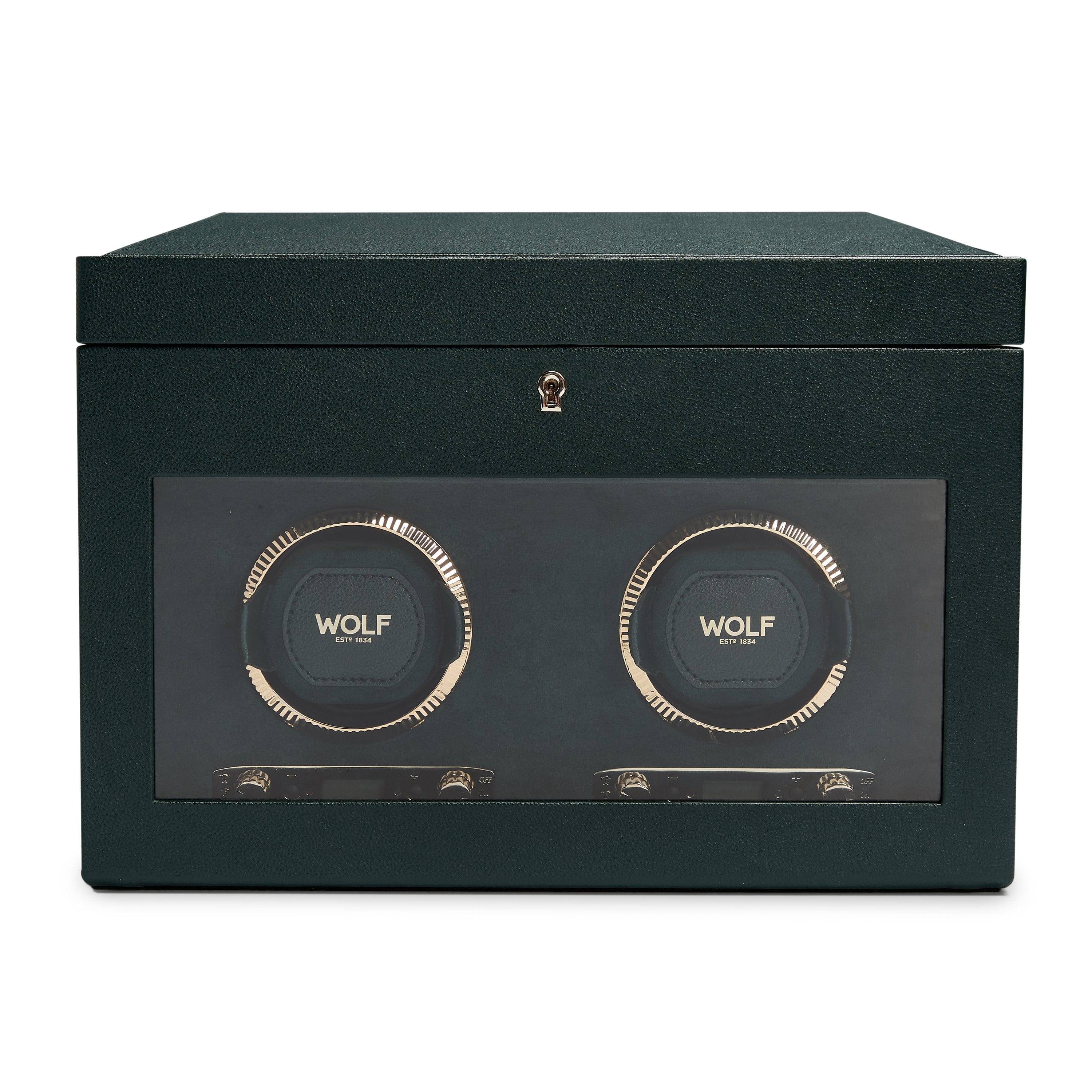Wolf1834 Watch Winder British Racing Double Watch Winder with Storage - Green