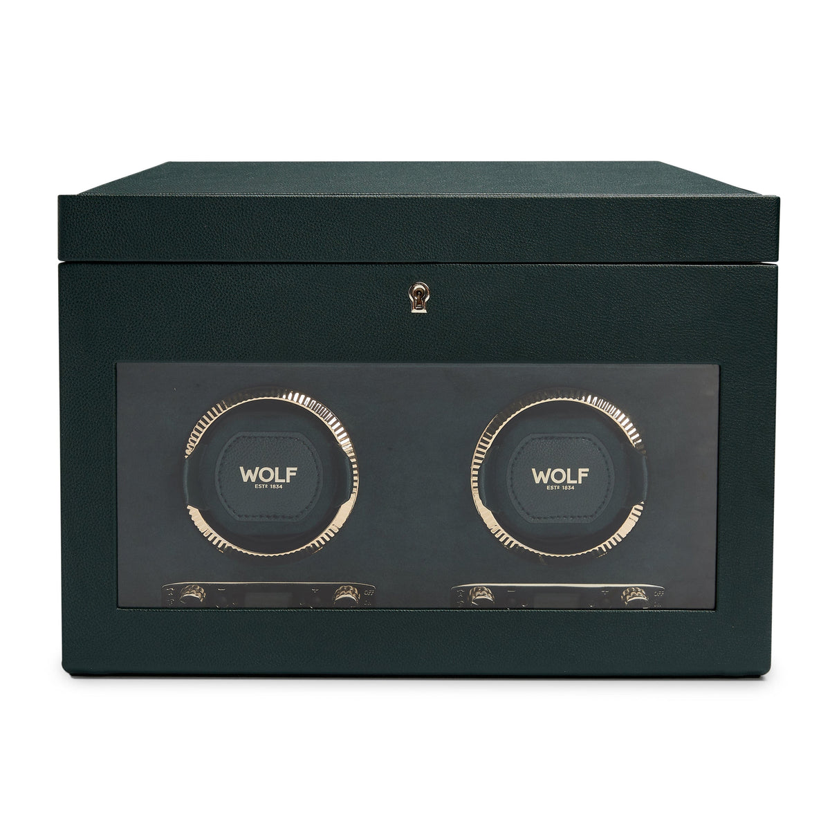 Wolf1834 Watch Winder British Racing Double Watch Winder with Storage - Green