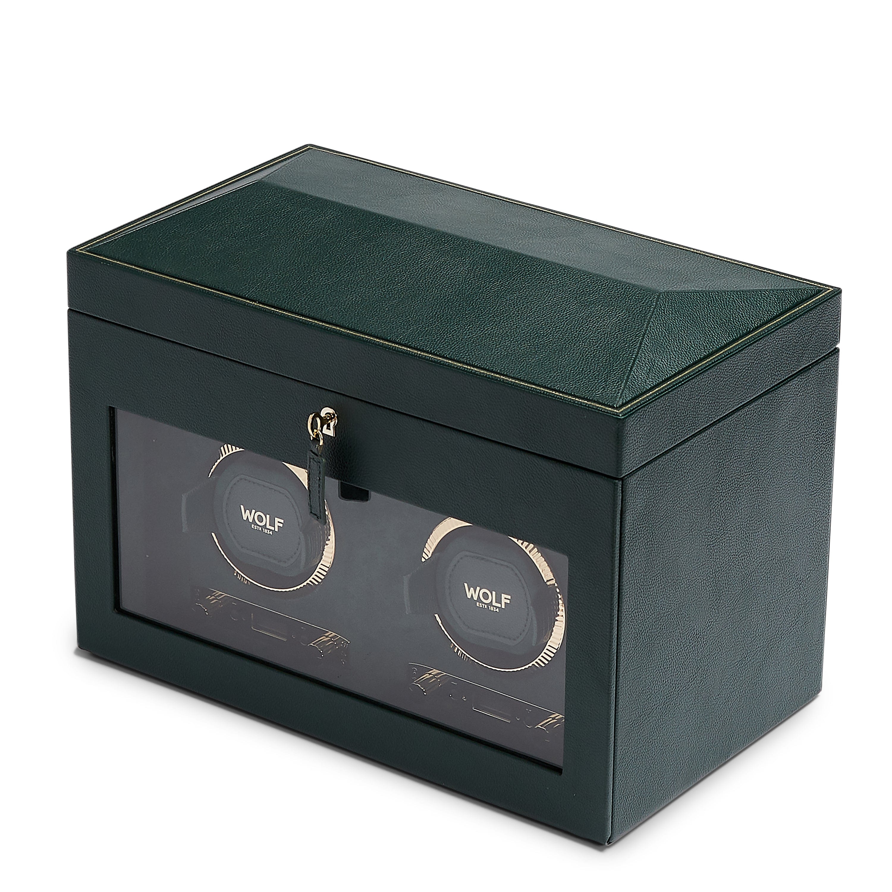 Wolf1834 Watch Winder British Racing Double Watch Winder with Storage - Green
