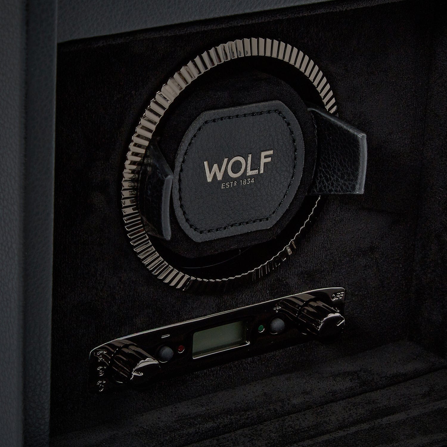 Wolf1834 Watch Winder British Racing Single Watch Winder with Storage-Black