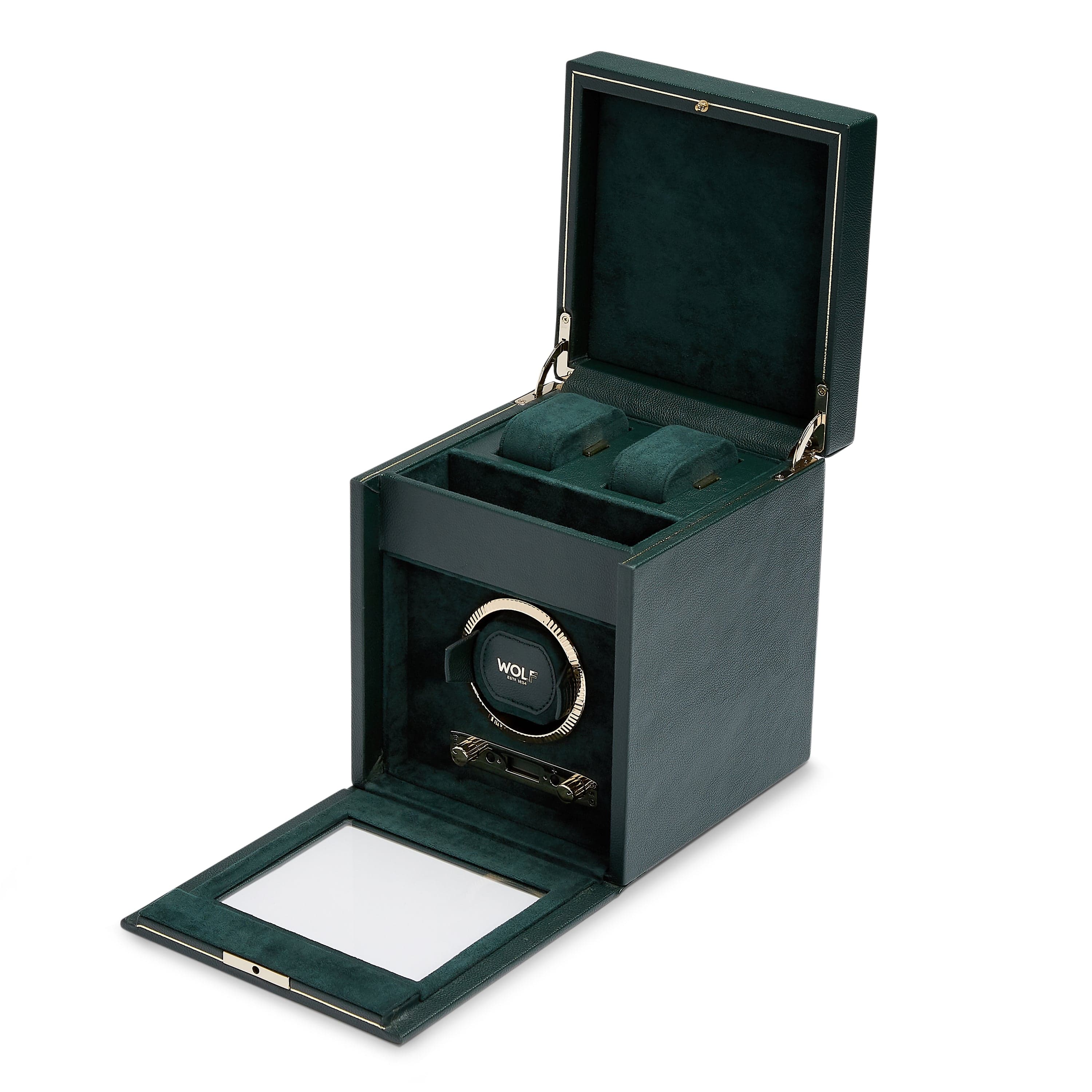 Wolf1834 Watch Winder British Racing Single Watch Winder with Storage-Green