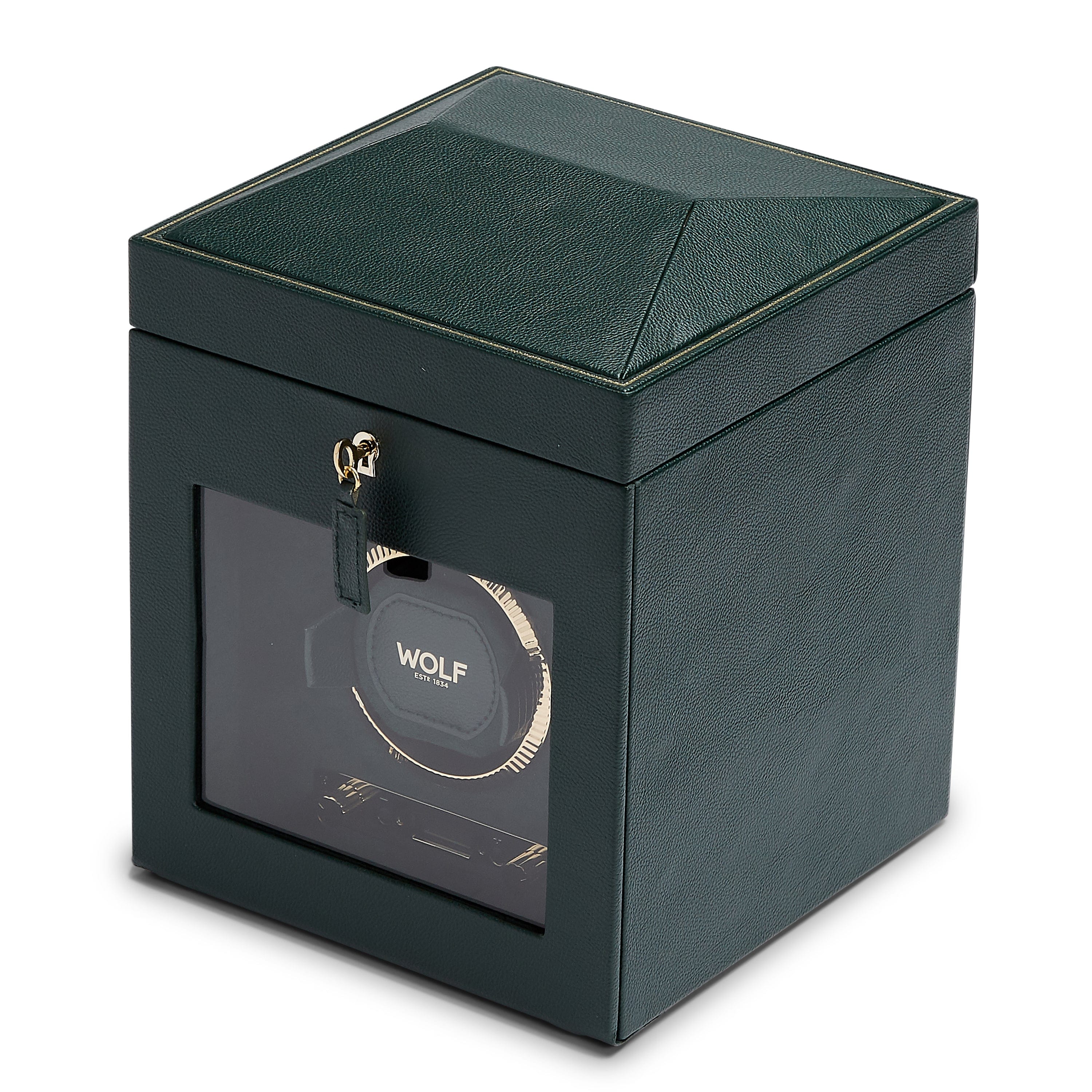 Wolf1834 Watch Winder British Racing Single Watch Winder with Storage-Green