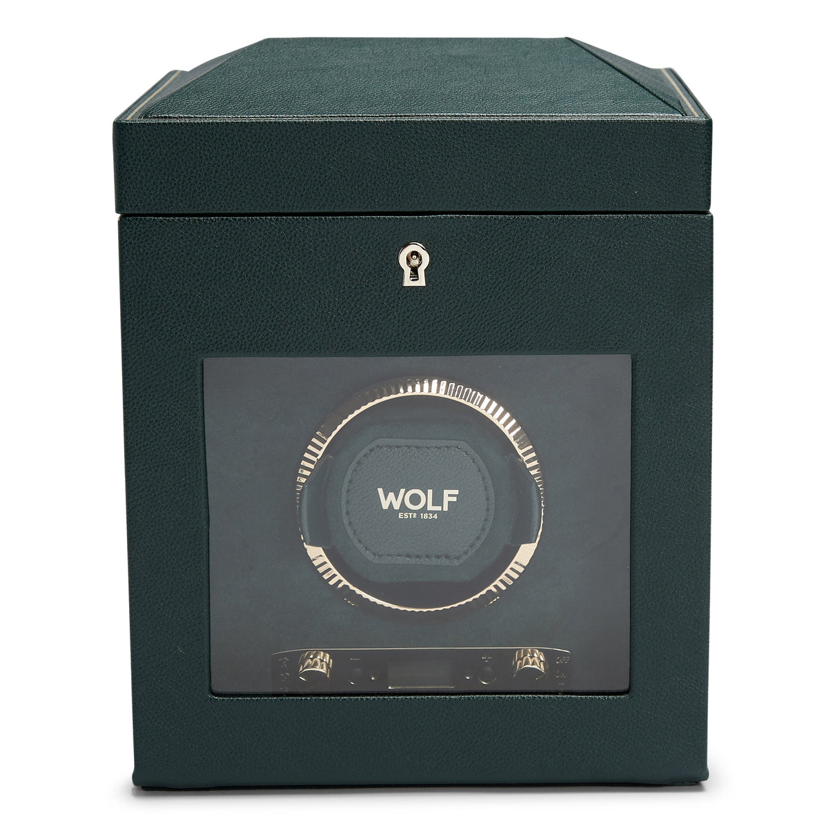 Wolf1834 Watch Winder British Racing Single Watch Winder with Storage-Green