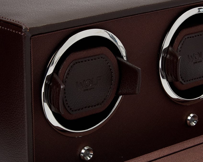 Wolf1834 Watch Winder Cub Double Watch Winder with Cover-Brown
