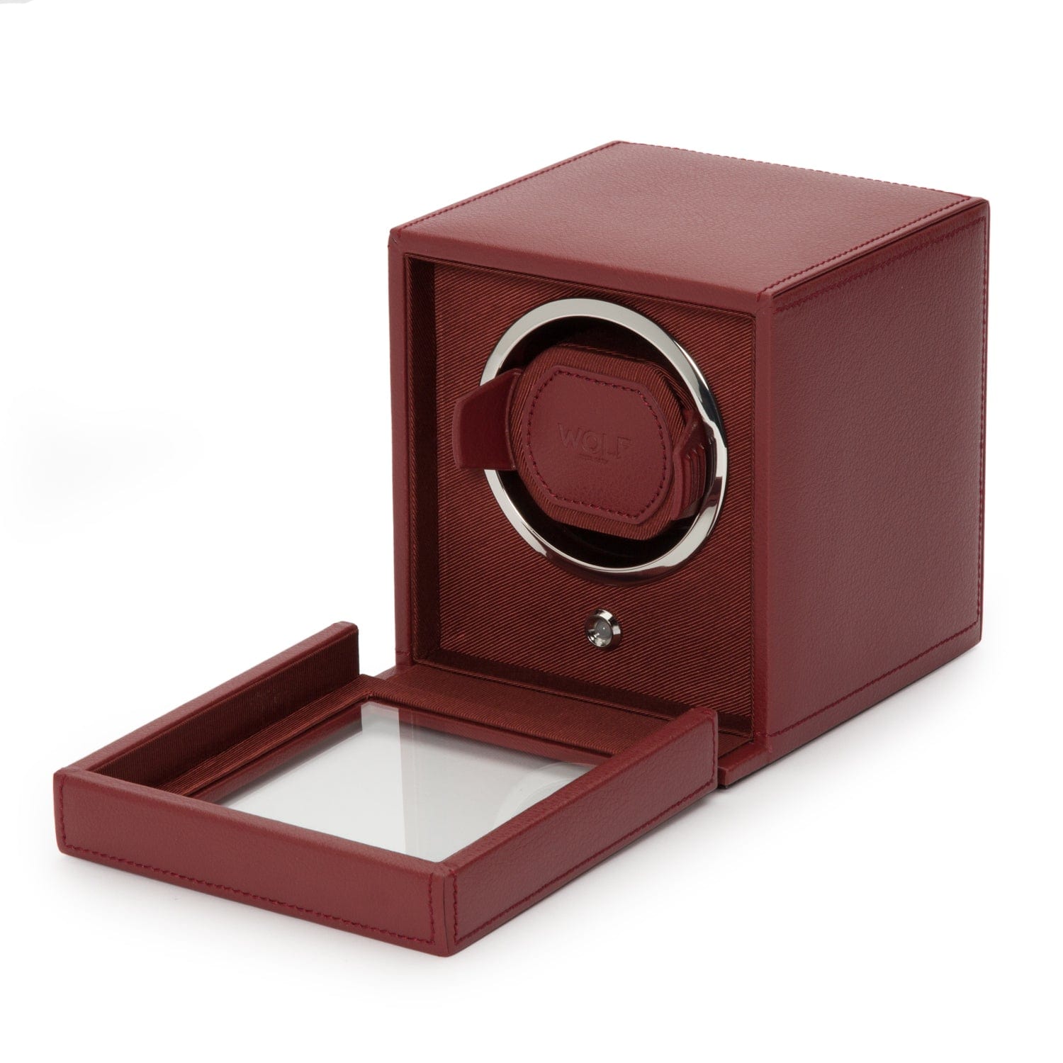 Wolf1834 Watch Winder Cub Single Watch Winder with Cover- Bordeaux